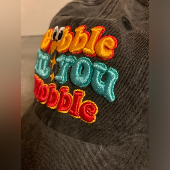 Raised Embroidery Retro “gobble till u wobble” cotton baseball hat Unisex - Picture 3 of 14